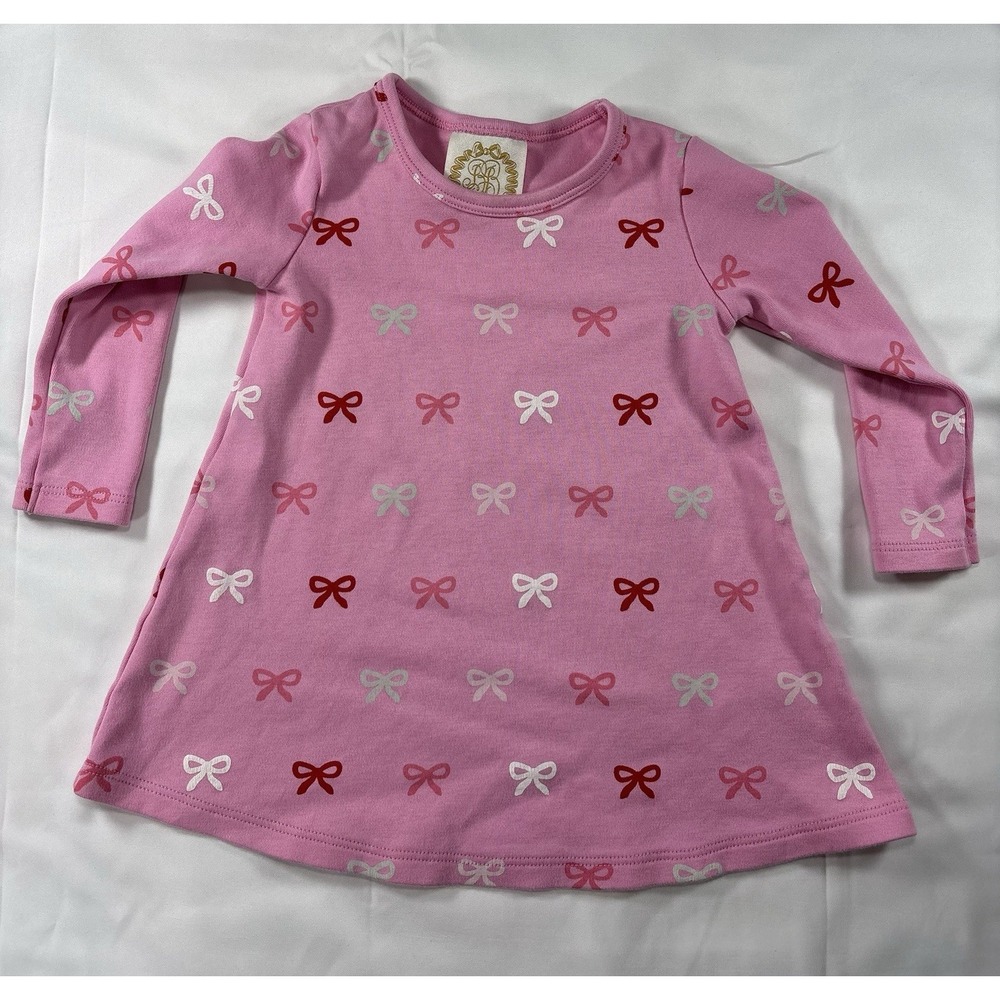 The Beaufort Bonnet Company Girls 18-24M Bow Print A-Line Pima Knit Dress